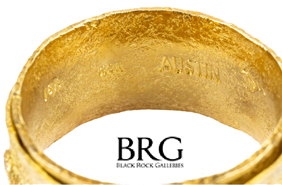 18K & 24K Textured Yellow Gold Ring